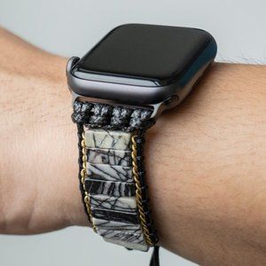 Black Agate Smart Watch Band Strap for Apple iWatch Series 8 7 6 5 38 40 41 mm